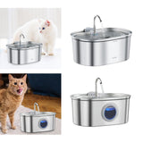 Maxbell Stainless Steel Cats Pet Water Fountain 108 oz Cat Waterer for Dogs Pet Cats Without window