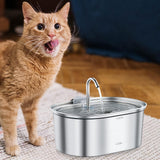 Maxbell Stainless Steel Cats Pet Water Fountain 108 oz Cat Waterer for Dogs Pet Cats Without window