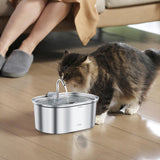 Maxbell Stainless Steel Cats Pet Water Fountain 108 oz Cat Waterer for Dogs Pet Cats Without window