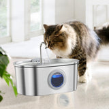 Maxbell Stainless Steel Cats Pet Water Fountain 108 oz Cat Waterer for Dogs Pet Cats With Viewing Window
