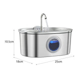 Maxbell Stainless Steel Cats Pet Water Fountain 108 oz Cat Waterer for Dogs Pet Cats With Viewing Window