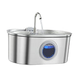 Maxbell Stainless Steel Cats Pet Water Fountain 108 oz Cat Waterer for Dogs Pet Cats With Viewing Window