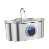 Maxbell Stainless Steel Cats Pet Water Fountain 108 oz Cat Waterer for Dogs Pet Cats With Viewing Window