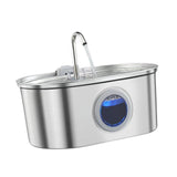 Maxbell Stainless Steel Cats Pet Water Fountain 108 oz Cat Waterer for Dogs Pet Cats With Viewing Window