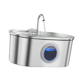 Maxbell Stainless Steel Cats Pet Water Fountain 108 oz Cat Waterer for Dogs Pet Cats With Viewing Window