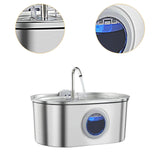 Maxbell Stainless Steel Cats Pet Water Fountain 108 oz Cat Waterer for Dogs Pet Cats With Viewing Window