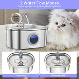 Maxbell Stainless Steel Cats Pet Water Fountain 108 oz Cat Waterer for Dogs Pet Cats With Viewing Window
