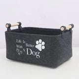 Maxbell Pet Toy Storage Box Wooden Handles Dog Toy Organizer Bin for Cat Accessories cat