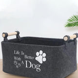 Maxbell Pet Toy Storage Box Wooden Handles Dog Toy Organizer Bin for Cat Accessories cat