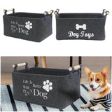 Maxbell Pet Toy Storage Box Wooden Handles Dog Toy Organizer Bin for Cat Accessories cat