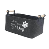 Maxbell Pet Toy Storage Box Wooden Handles Dog Toy Organizer Bin for Cat Accessories cat