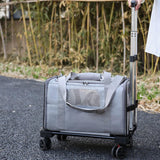 Maxbell Dog Carrier with Wheels Tote Rolling Cat Carrier for Kitten Small Dogs Trips A