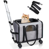 Maxbell Dog Carrier with Wheels Tote Rolling Cat Carrier for Kitten Small Dogs Trips A