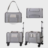 Maxbell Dog Carrier with Wheels Tote Rolling Cat Carrier for Kitten Small Dogs Trips C