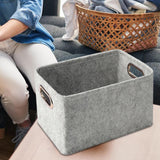 Maxbell Dog Toy Storage Basket Bin Large Felt Pet Bin Basket for Leashes Pet Clothes Light Gray