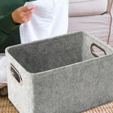 Maxbell Dog Toy Storage Basket Bin Large Felt Pet Bin Basket for Leashes Pet Clothes Light Gray