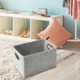 Maxbell Dog Toy Storage Basket Bin Large Felt Pet Bin Basket for Leashes Pet Clothes Light Gray