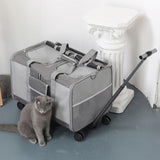 Maxbell Pet Carrier with Wheels Portable Foldable Pet Travel Bag for Puppy Cats Dogs Gray