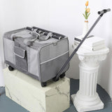 Maxbell Pet Carrier with Wheels Portable Foldable Pet Travel Bag for Puppy Cats Dogs Gray