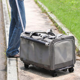 Maxbell Pet Carrier with Wheels Portable Foldable Pet Travel Bag for Puppy Cats Dogs Gray