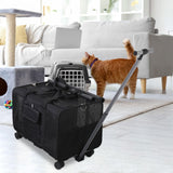 Maxbell Pet Carrier with Wheels Portable Foldable Pet Travel Bag for Puppy Cats Dogs Black