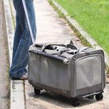 Maxbell Pet Carrier with Wheels Portable Foldable Pet Travel Bag for Puppy Cats Dogs Dark Blue