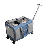 Maxbell Pet Carrier with Wheels Portable Foldable Pet Travel Bag for Puppy Cats Dogs Dark Blue