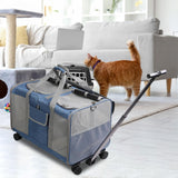 Maxbell Pet Carrier with Wheels Portable Foldable Pet Travel Bag for Puppy Cats Dogs Dark Blue