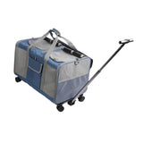 Maxbell Pet Carrier with Wheels Portable Foldable Pet Travel Bag for Puppy Cats Dogs Dark Blue