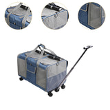 Maxbell Pet Carrier with Wheels Portable Foldable Pet Travel Bag for Puppy Cats Dogs Dark Blue