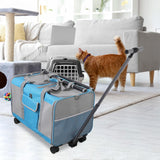 Maxbell Pet Carrier with Wheels Portable Foldable Pet Travel Bag for Puppy Cats Dogs Blue