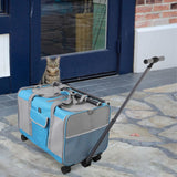 Maxbell Pet Carrier with Wheels Portable Foldable Pet Travel Bag for Puppy Cats Dogs Blue
