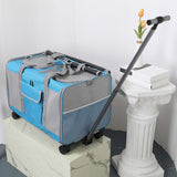 Maxbell Pet Carrier with Wheels Portable Foldable Pet Travel Bag for Puppy Cats Dogs Blue