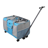 Maxbell Pet Carrier with Wheels Portable Foldable Pet Travel Bag for Puppy Cats Dogs Blue