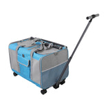Maxbell Pet Carrier with Wheels Portable Foldable Pet Travel Bag for Puppy Cats Dogs Blue