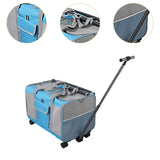 Maxbell Pet Carrier with Wheels Portable Foldable Pet Travel Bag for Puppy Cats Dogs Blue