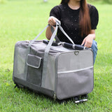 Maxbell Pet Carrier with Wheels Portable Foldable Pet Travel Bag for Puppy Cats Dogs Khaki