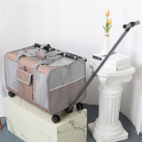 Maxbell Pet Carrier with Wheels Portable Foldable Pet Travel Bag for Puppy Cats Dogs Khaki