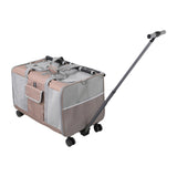 Maxbell Pet Carrier with Wheels Portable Foldable Pet Travel Bag for Puppy Cats Dogs Khaki