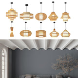 Maxbell Bamboo Woven Pendant Lamp Rustic Weave Ceiling Light for Kitchen Porch Hotel Style A