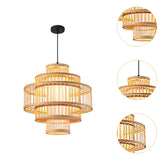 Maxbell Bamboo Woven Pendant Lamp Rustic Weave Ceiling Light for Kitchen Porch Hotel Style A