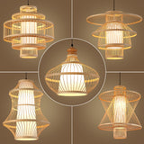 Maxbell Bamboo Woven Pendant Lamp Rustic Weave Ceiling Light for Kitchen Porch Hotel Style A