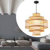 Maxbell Bamboo Woven Pendant Lamp Rustic Weave Ceiling Light for Kitchen Porch Hotel Style A