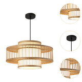 Maxbell Bamboo Woven Pendant Lamp Rustic Weave Ceiling Light for Kitchen Porch Hotel Style B