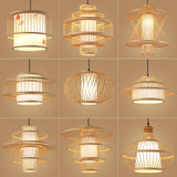 Maxbell Bamboo Woven Pendant Lamp Rustic Weave Ceiling Light for Kitchen Porch Hotel Style B