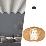 Maxbell Bamboo Woven Pendant Lamp Rustic Weave Ceiling Light for Kitchen Porch Hotel Style C