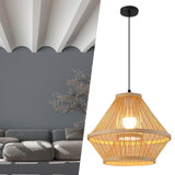 Maxbell Bamboo Woven Pendant Lamp Rustic Weave Ceiling Light for Kitchen Porch Hotel Style D