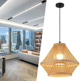 Maxbell Bamboo Woven Pendant Lamp Rustic Weave Ceiling Light for Kitchen Porch Hotel Style D