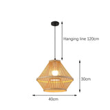 Maxbell Bamboo Woven Pendant Lamp Rustic Weave Ceiling Light for Kitchen Porch Hotel Style D