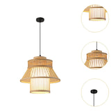 Maxbell Bamboo Woven Pendant Lamp Rustic Weave Ceiling Light for Kitchen Porch Hotel Style E